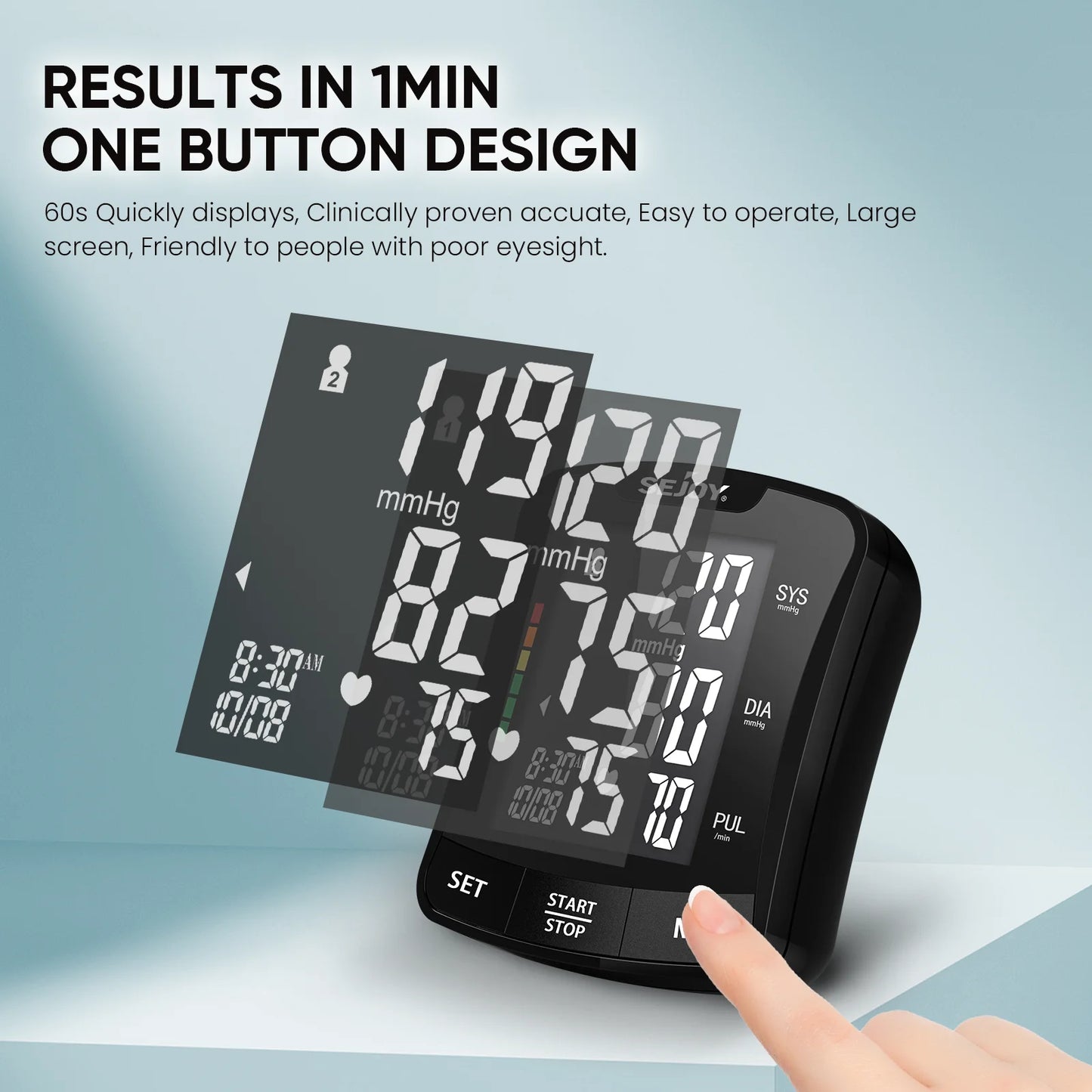 Sejoy Electronic Blood Pressure Monitor Wrist Cuff Tonometer