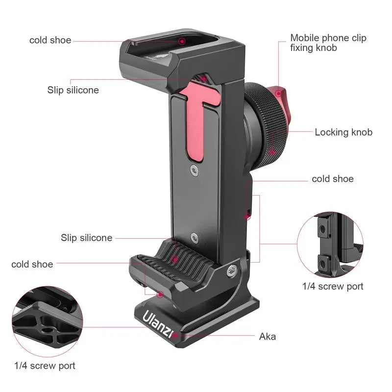 VIJI ST-27 Metal Phone Holder Clamp With Cold Shoe