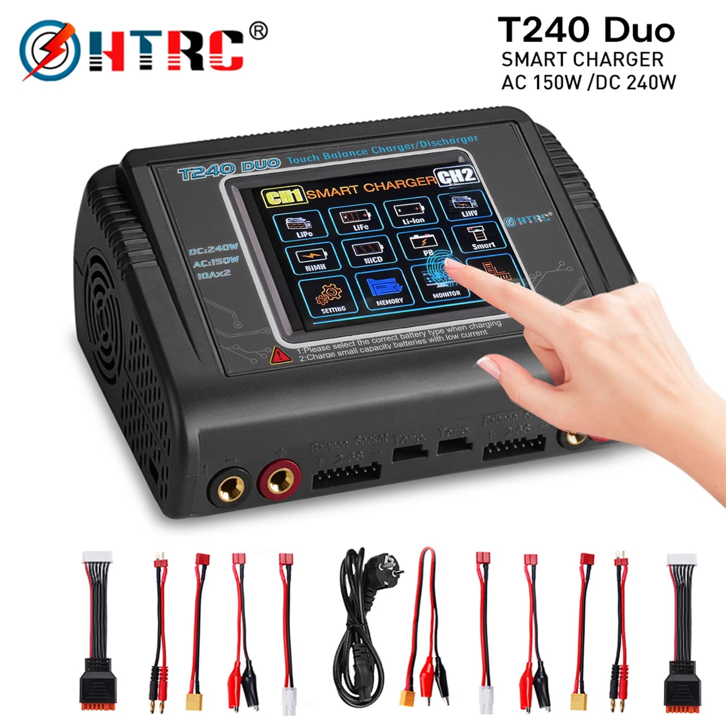 HTRC T240 Dual Channel Battery Charger With Touch Screen