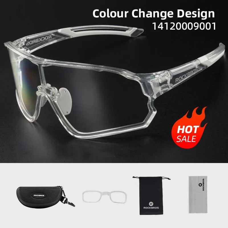 RockBros Photochromic Cycling Glasses UV400 Protection for MTB