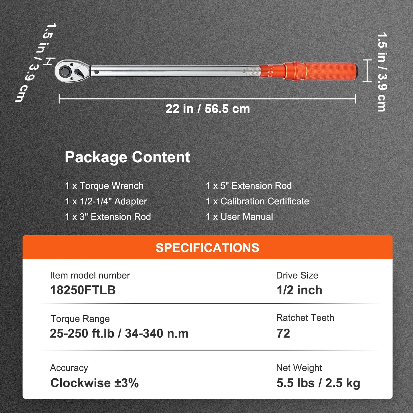 SucceBuy Torque Wrench Set Drive Click Torque Wrench Dual Direction