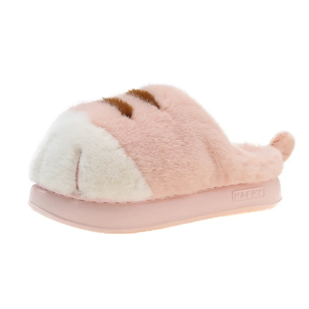 Guangdong Cat Paw Plush Slippers Indoor Cozy Warm House Shoes