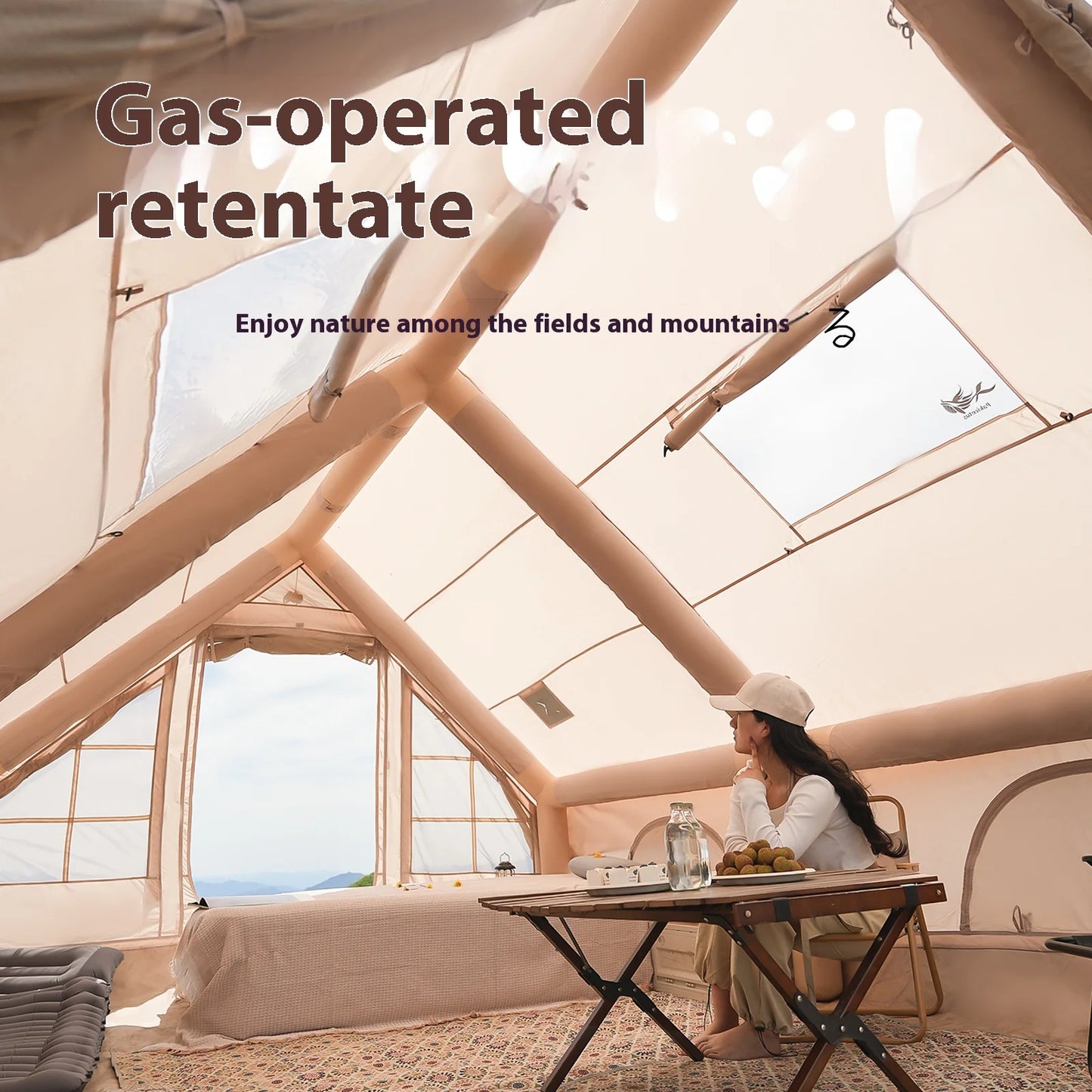 Pakicetus Inflatable Family Camping Tent With Stove Plug