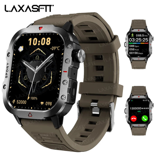 LAXASFIT Smart Watch Bluetooth Voice Call Health Monitor LED Flashlight