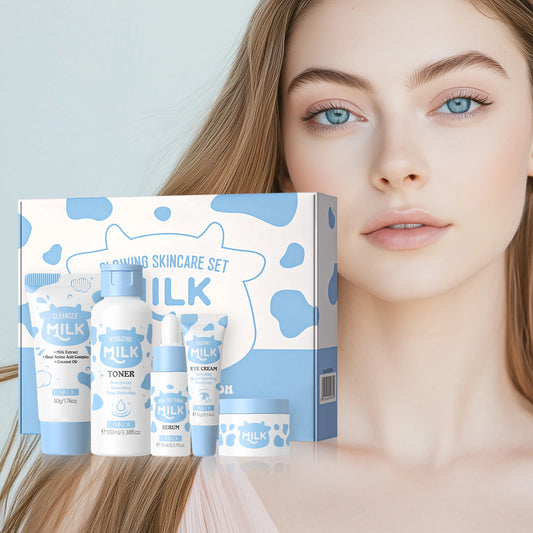 LAIKOU Milk Glowing Skincare Set Hydrating Brightening Anti Age Firming