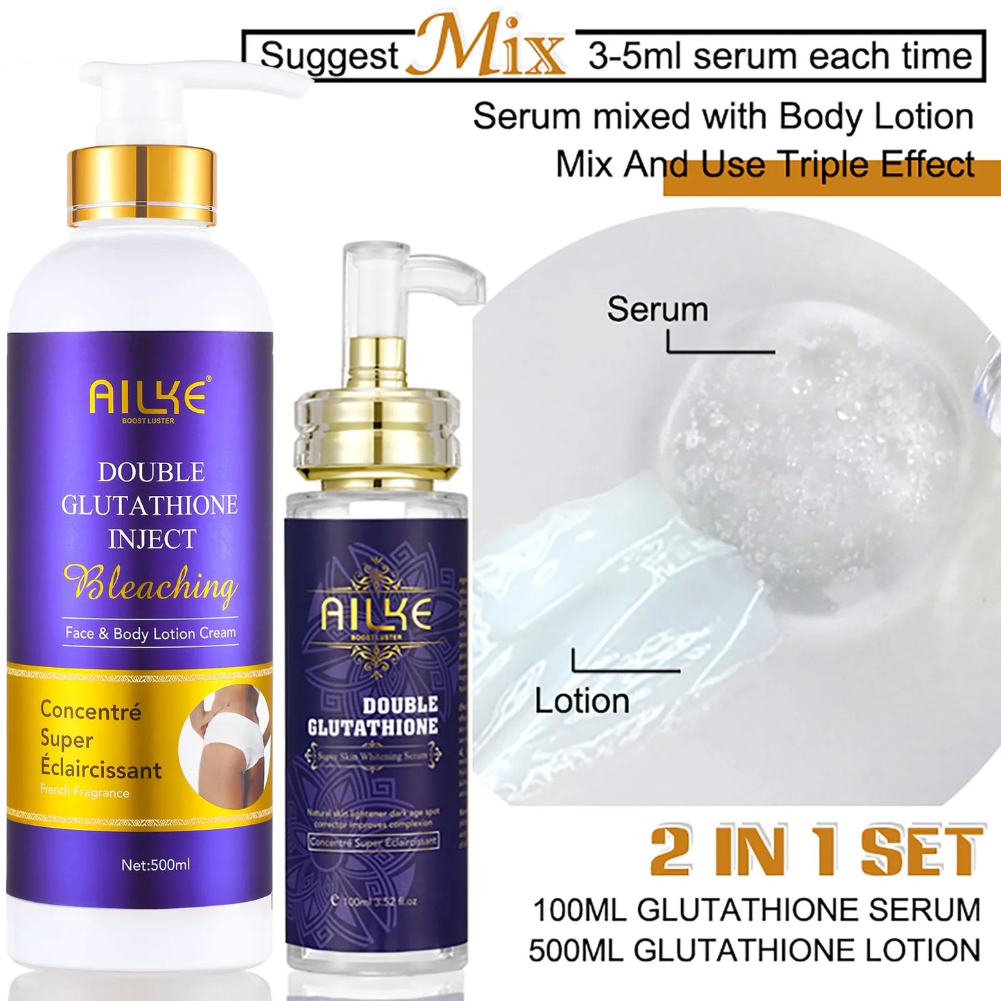 AILKE Whitening Cream Glutathione Body Lotion For Brighter Skin