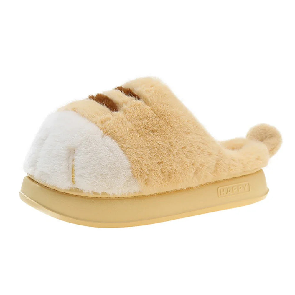 Guangdong Cat Paw Plush Slippers Indoor Cozy Warm House Shoes