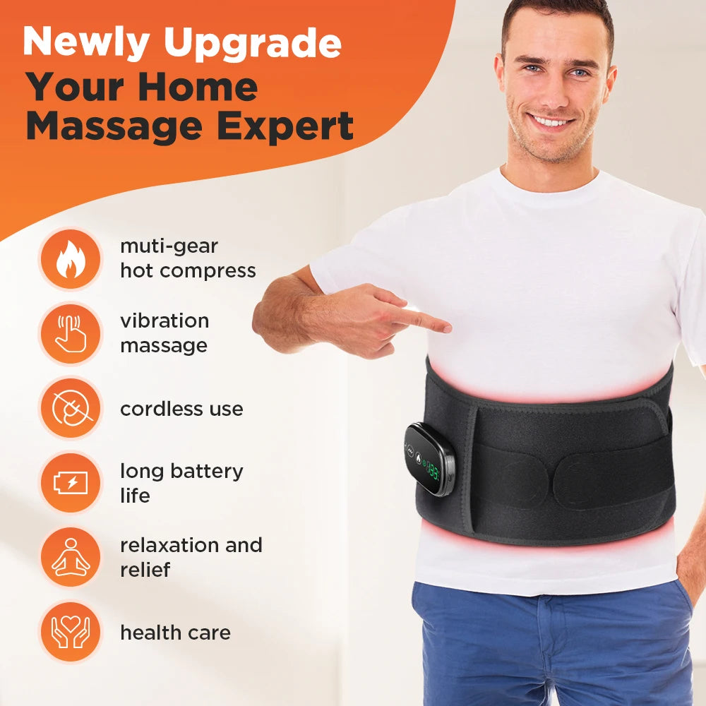 Hailicare Heating Vibration Massager Belt With Red Light Back Support