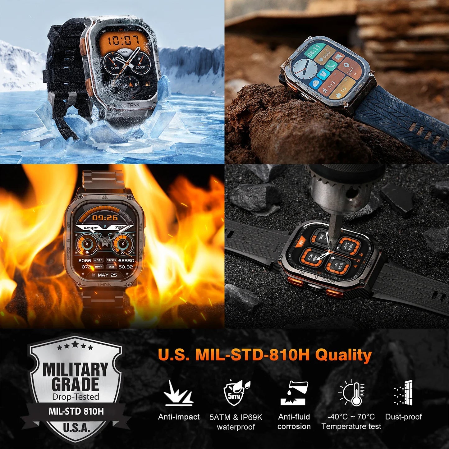 KOSPET Tank M3 Ultra GPS Smartwatch 5ATM IP69K Waterproof