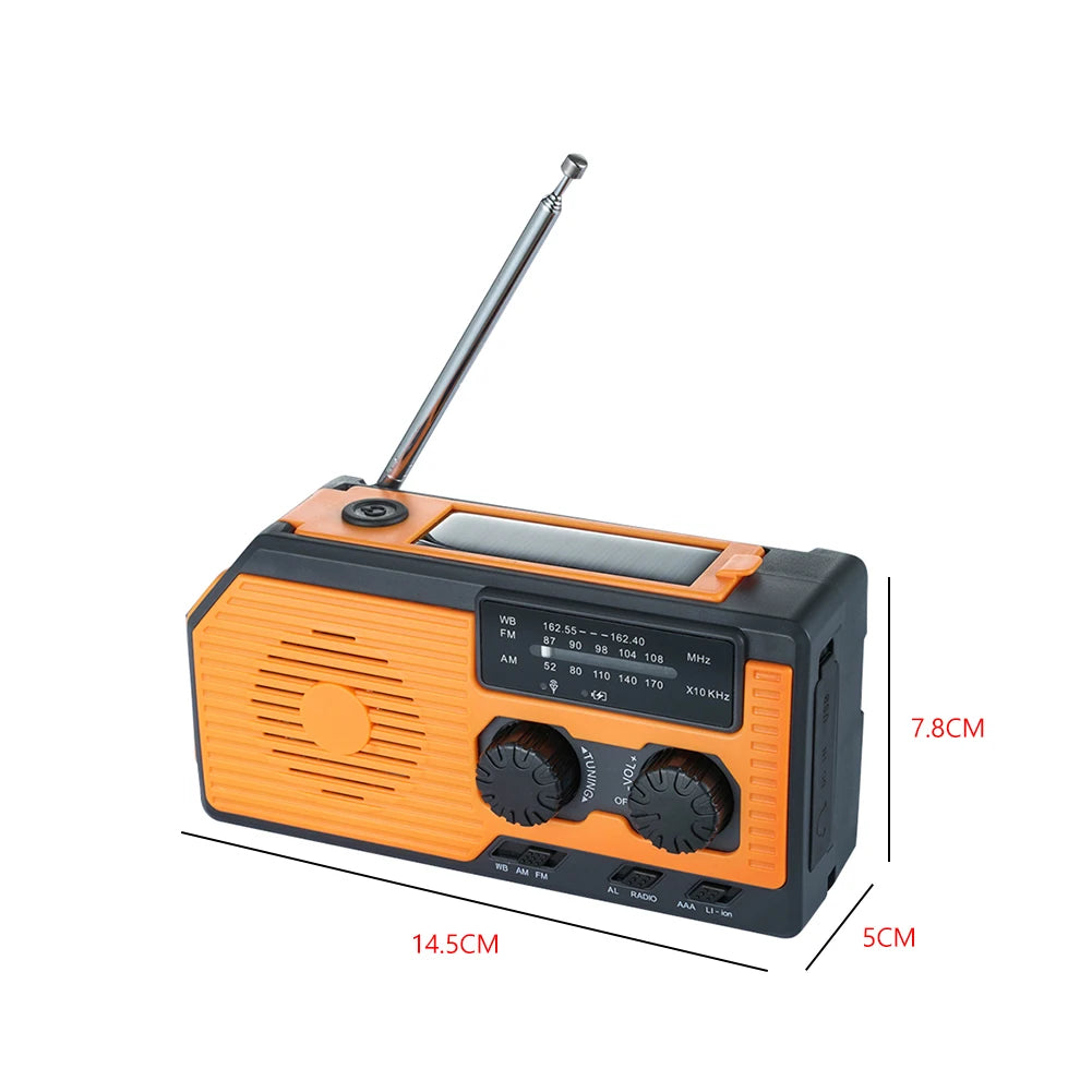 Takezero Solar Power Hand Crank Radio With LED Flashlight