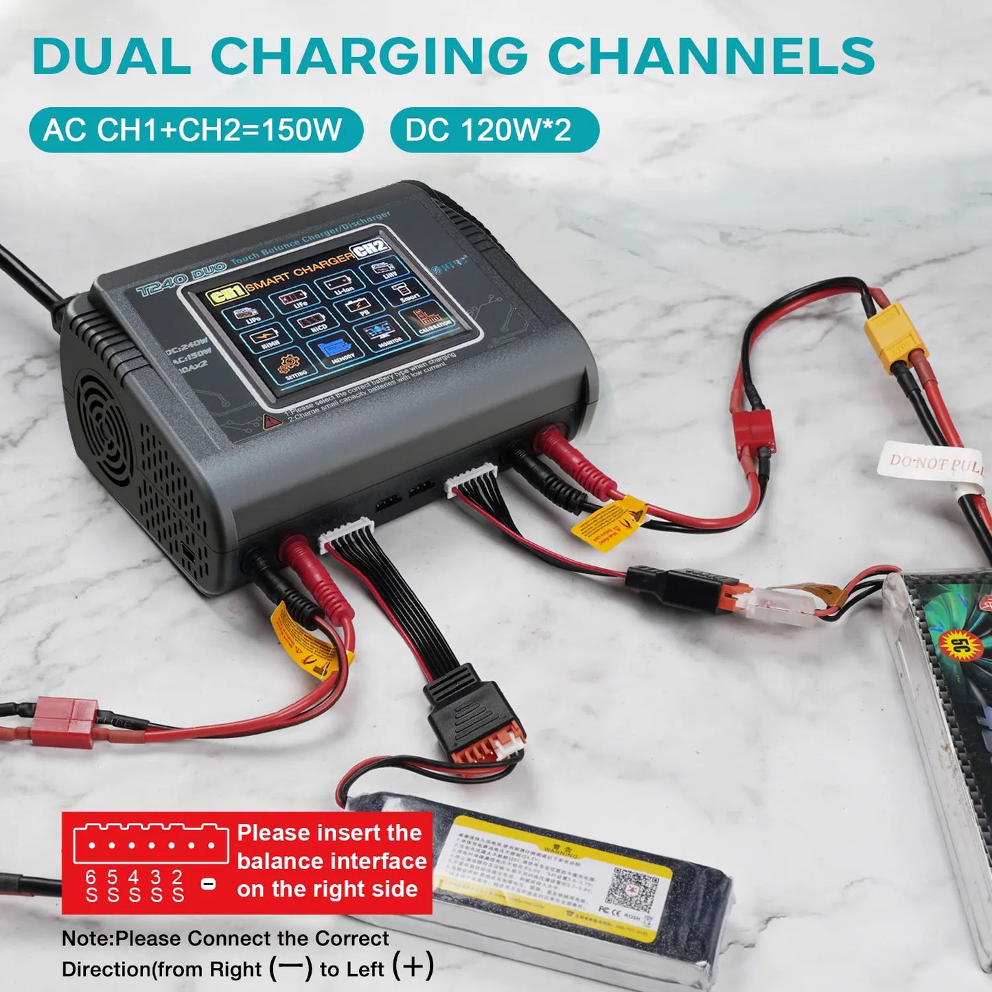 HTRC T240 Dual Channel Battery Charger With Touch Screen