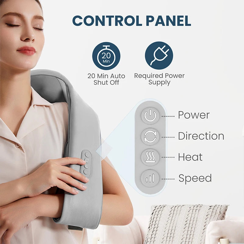 Nekteck Shiatsu Neck and Shoulder Massager Heated Back Pillow