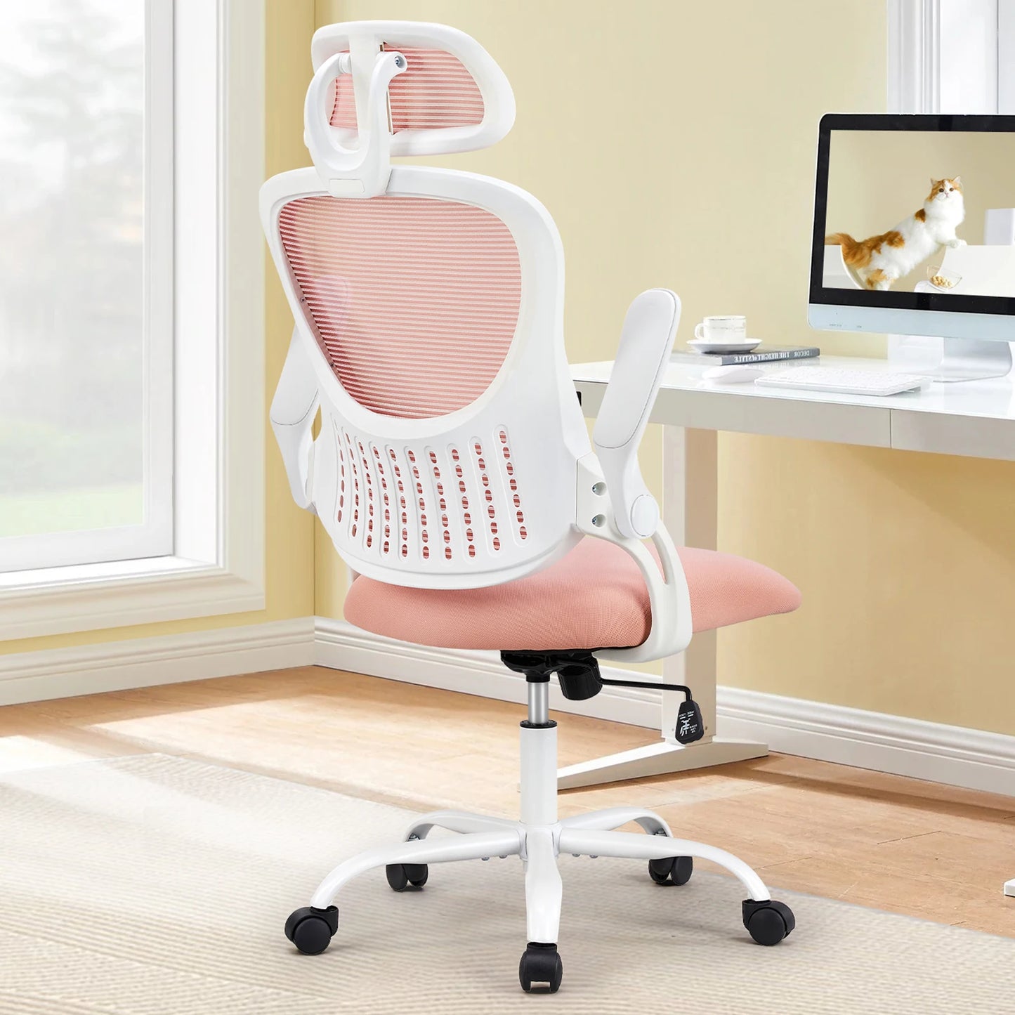 JHK Mesh Ergonomic Office Chair With Flip-Up Arms For Comfort