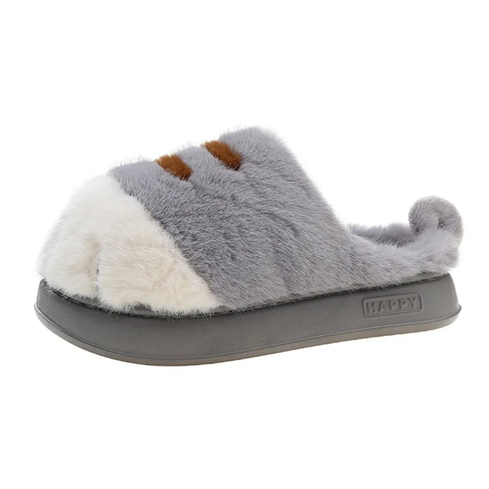 Guangdong Cat Paw Plush Slippers Indoor Cozy Warm House Shoes