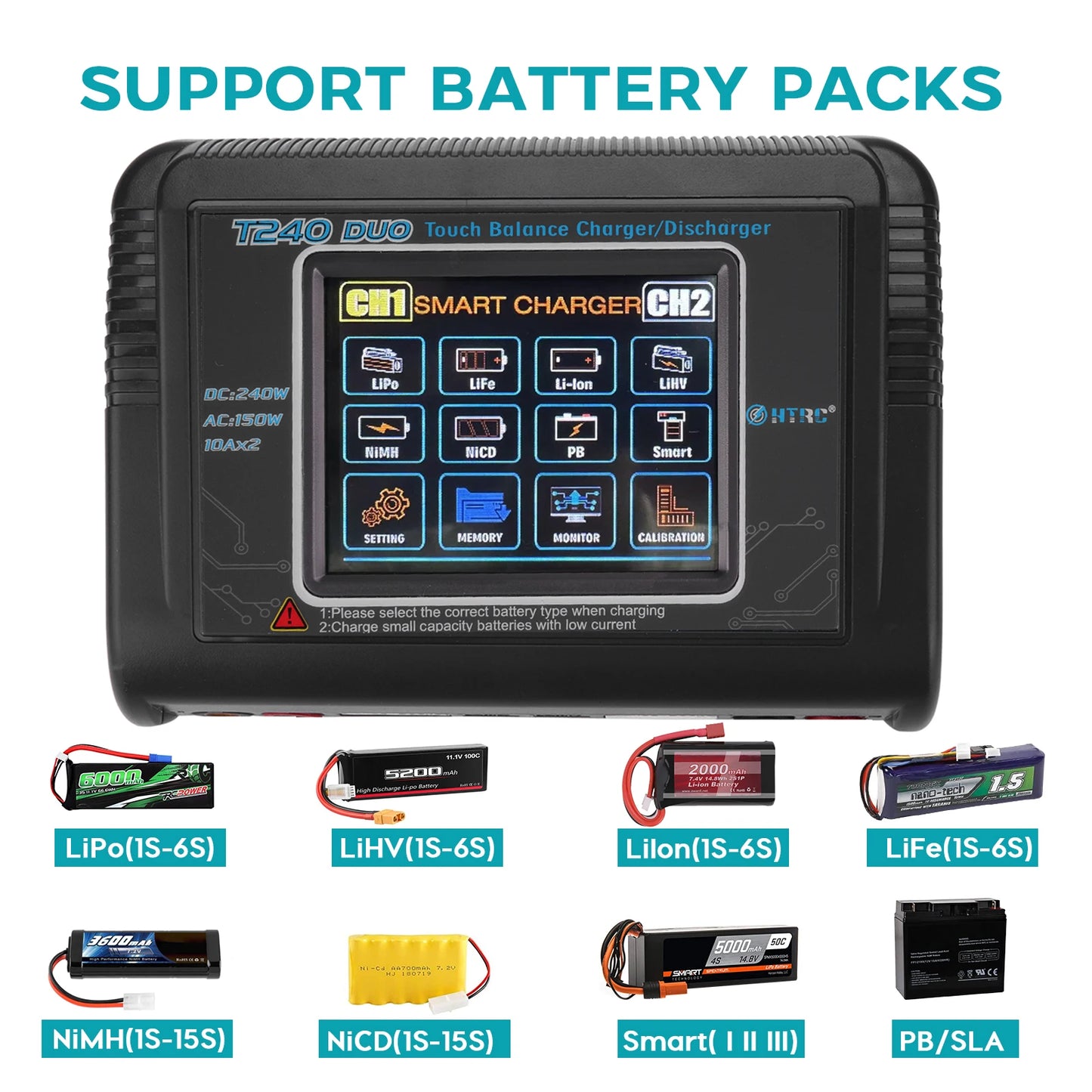 HTRC T240 Dual Channel Battery Charger With Touch Screen
