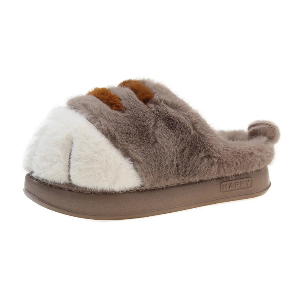 Guangdong Cat Paw Plush Slippers Indoor Cozy Warm House Shoes