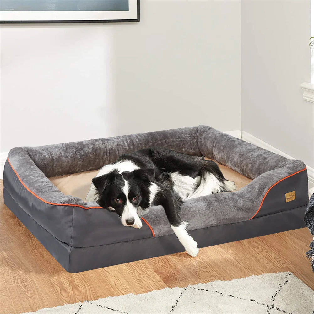 BORWARTCN Orthopedic Memory Foam Dog Bed Removable Cover