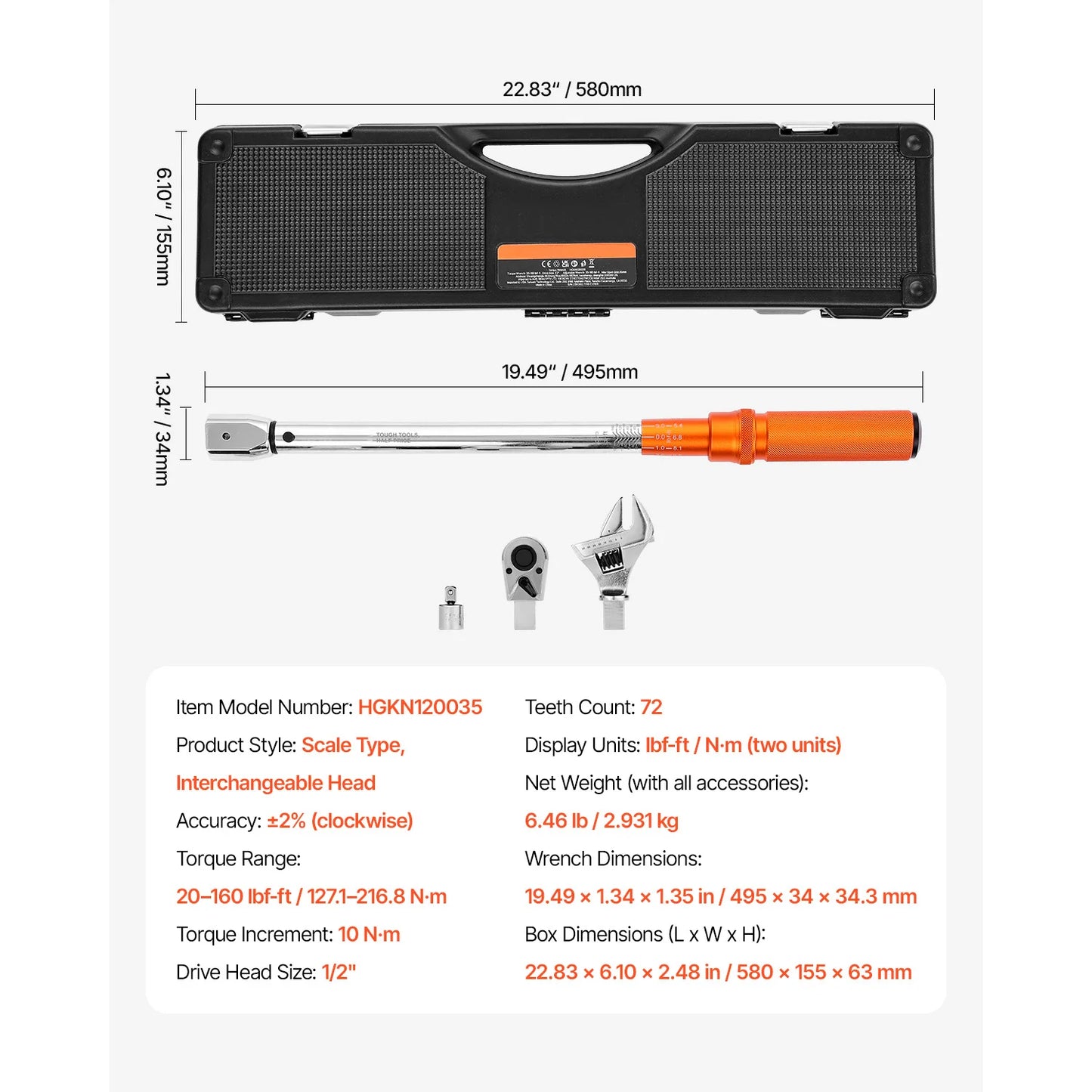 SucceBuy Torque Wrench Set Drive Click Torque Wrench Dual Direction