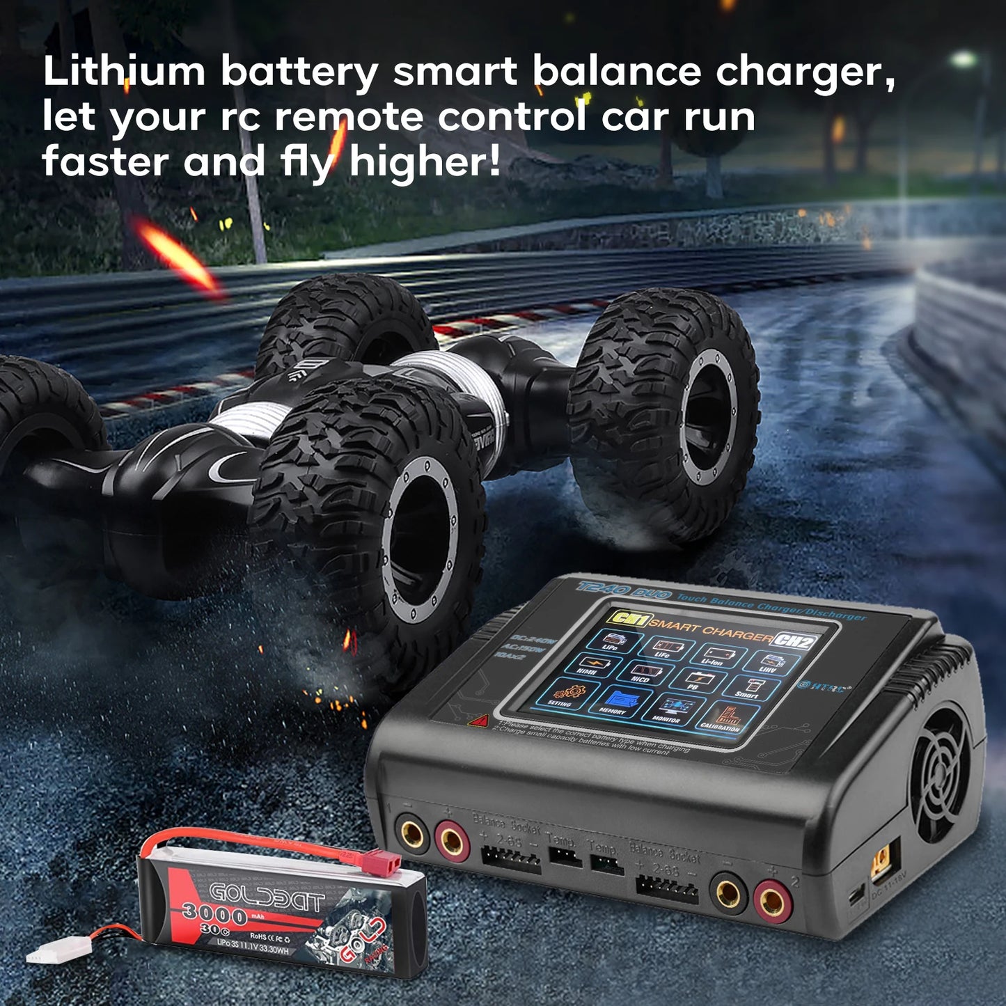 HTRC T240 Dual Channel Battery Charger With Touch Screen