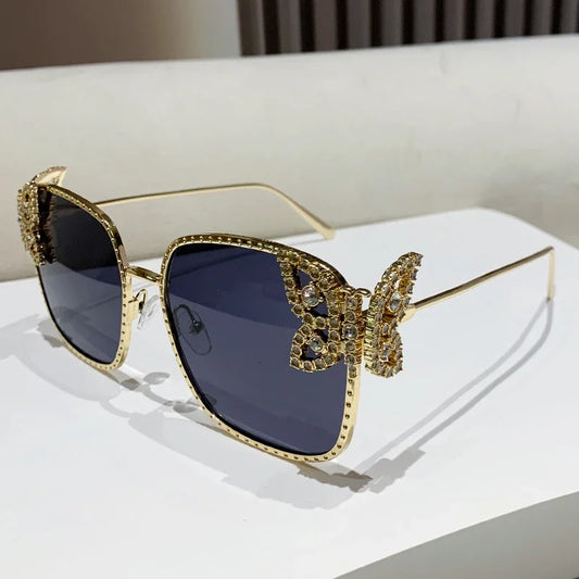 Women's Butterfly Diamond Sunglasses With Square Frame