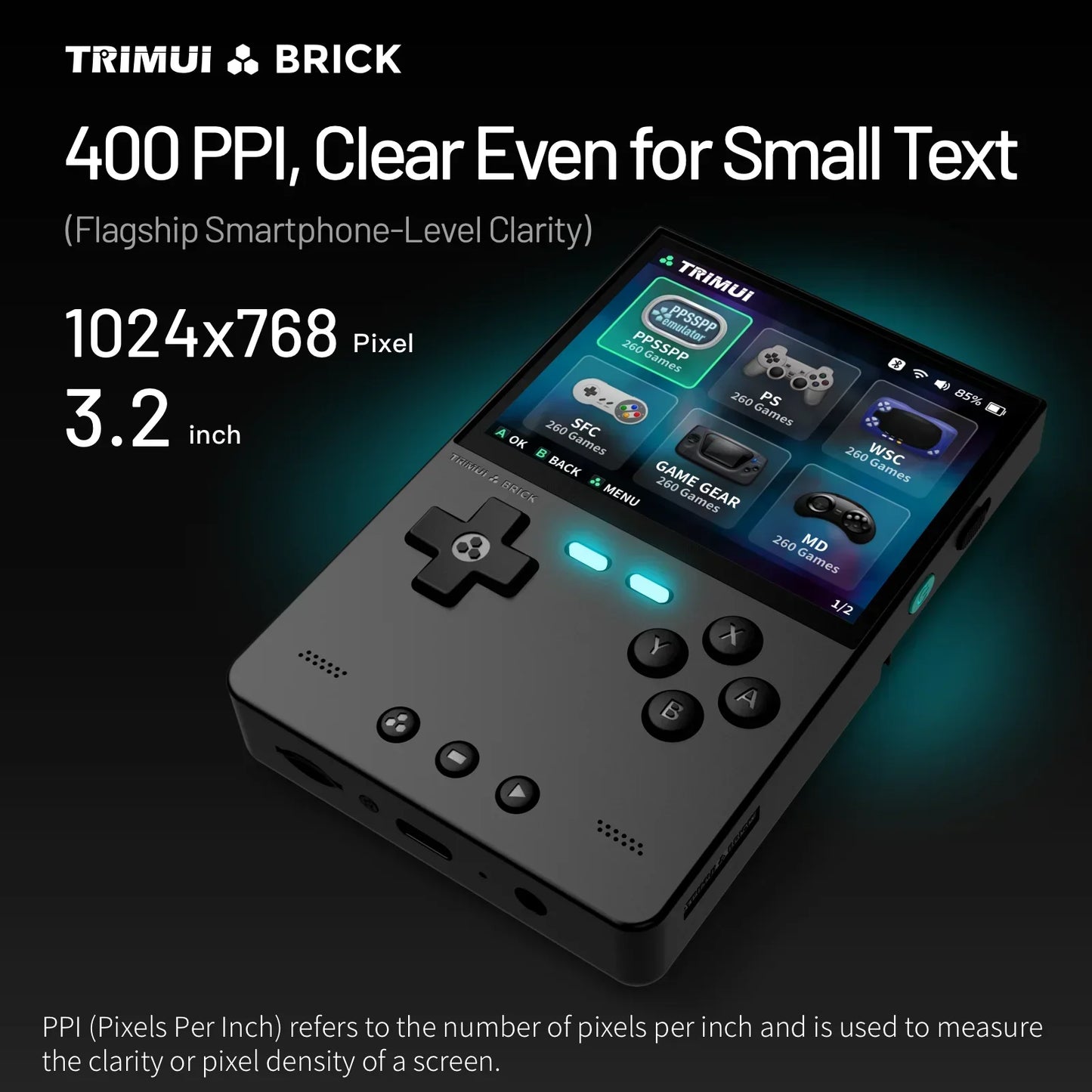 TRIMUIC Brick Handheld Game Console With IPS Display