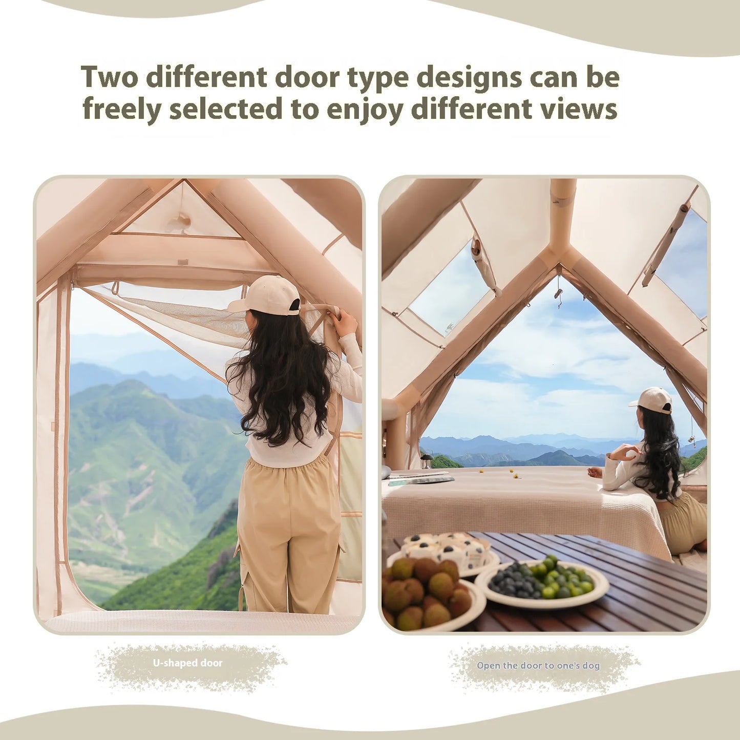 Pakicetus Inflatable Family Camping Tent With Stove Plug