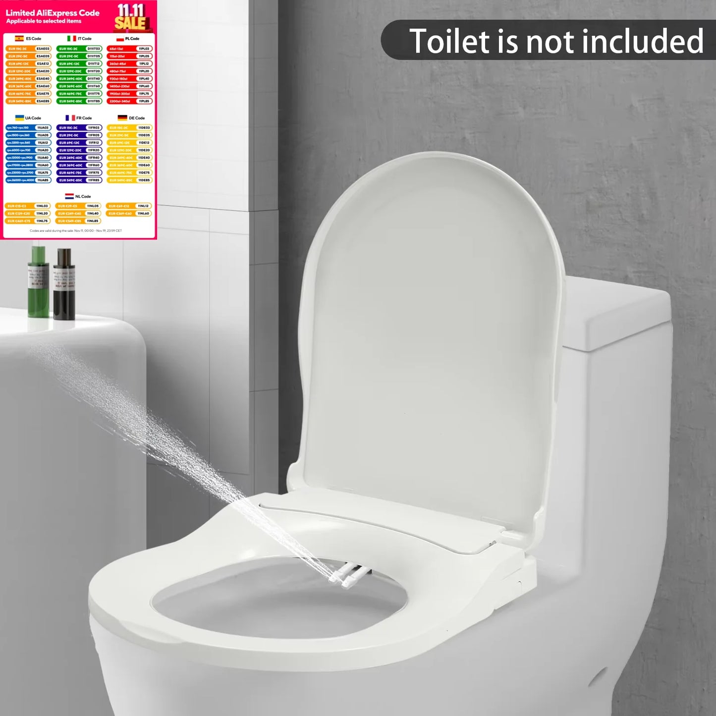 Buffer Non-Electric Bidet Toilet Seat With Dual Nozzles