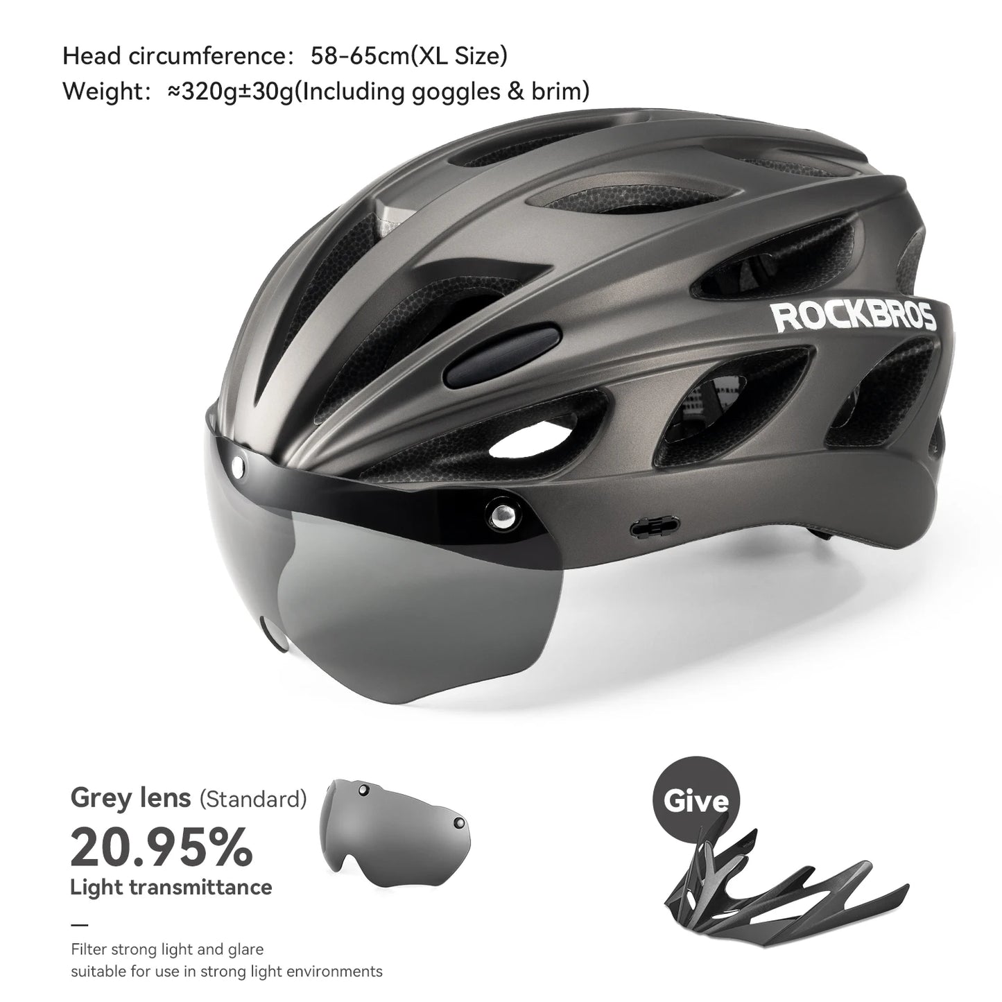 ROCKBROS Cycling Helmet With Goggles For MTB And Road Bike