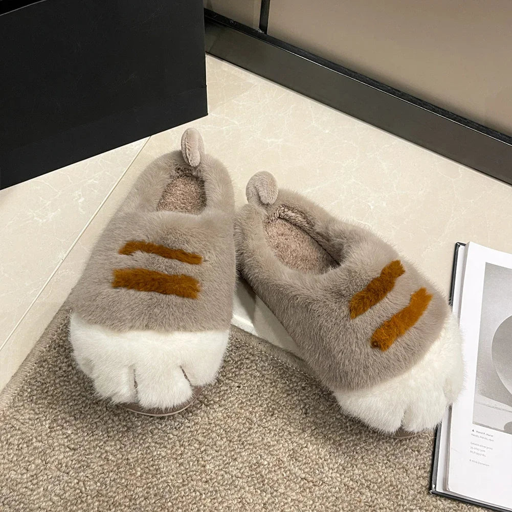 Guangdong Cat Paw Plush Slippers Indoor Cozy Warm House Shoes