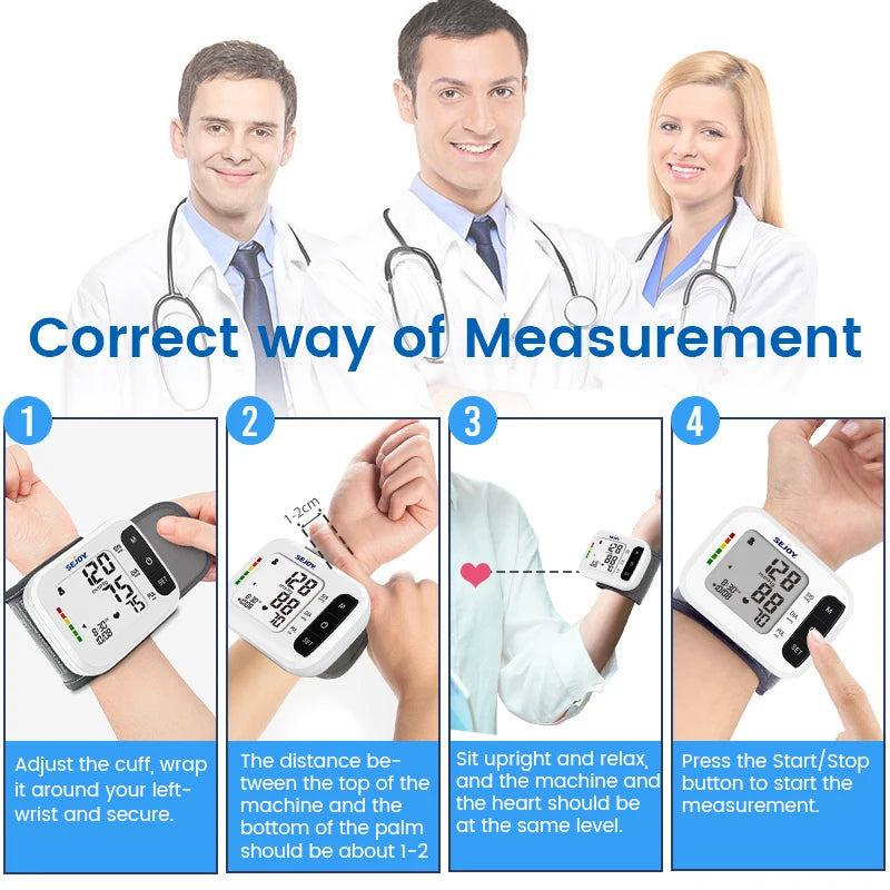 SEJOY Digital Wrist Blood Pressure Monitor Heart Rate