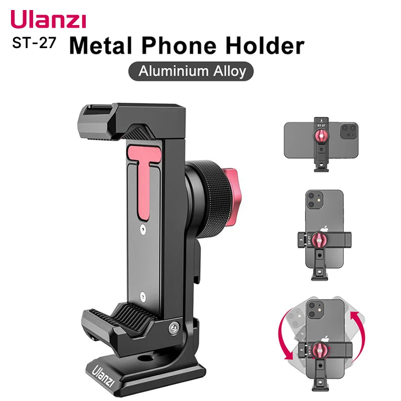 ViJi ST-27 Metal Phone Holder Clamp With Cold Shoe Mount