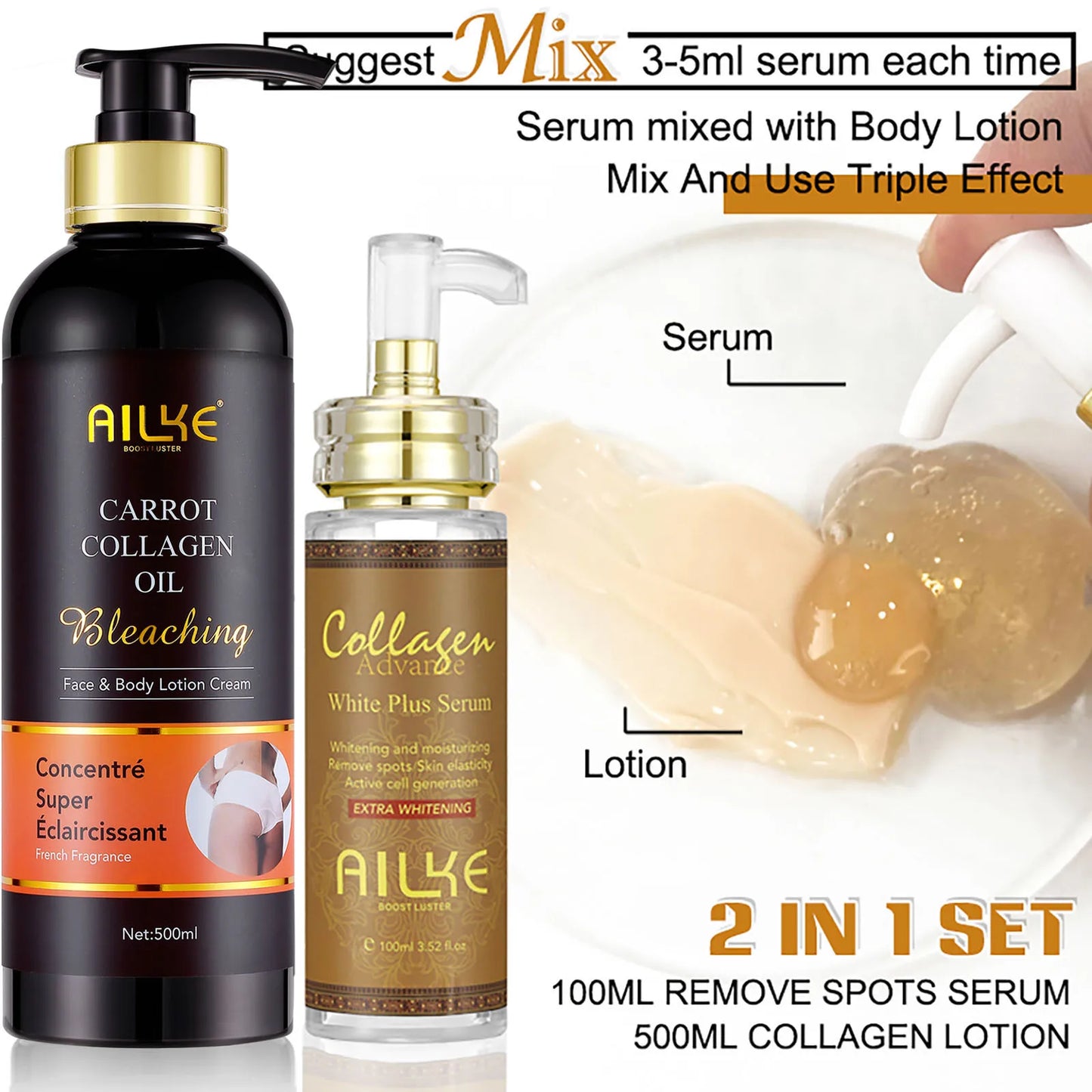 AILKE Collagen Skin Care Kit For Even Skin Tone Whitening