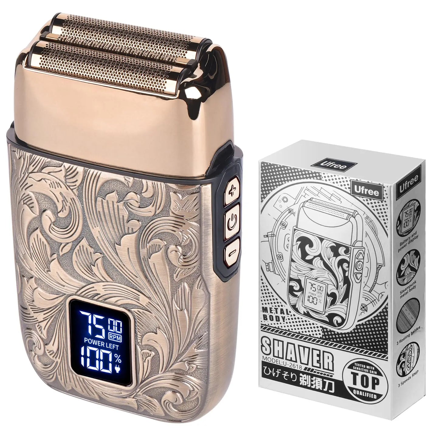 Ufree Electric Foil Shaver for Men with 3-Speed and LCD