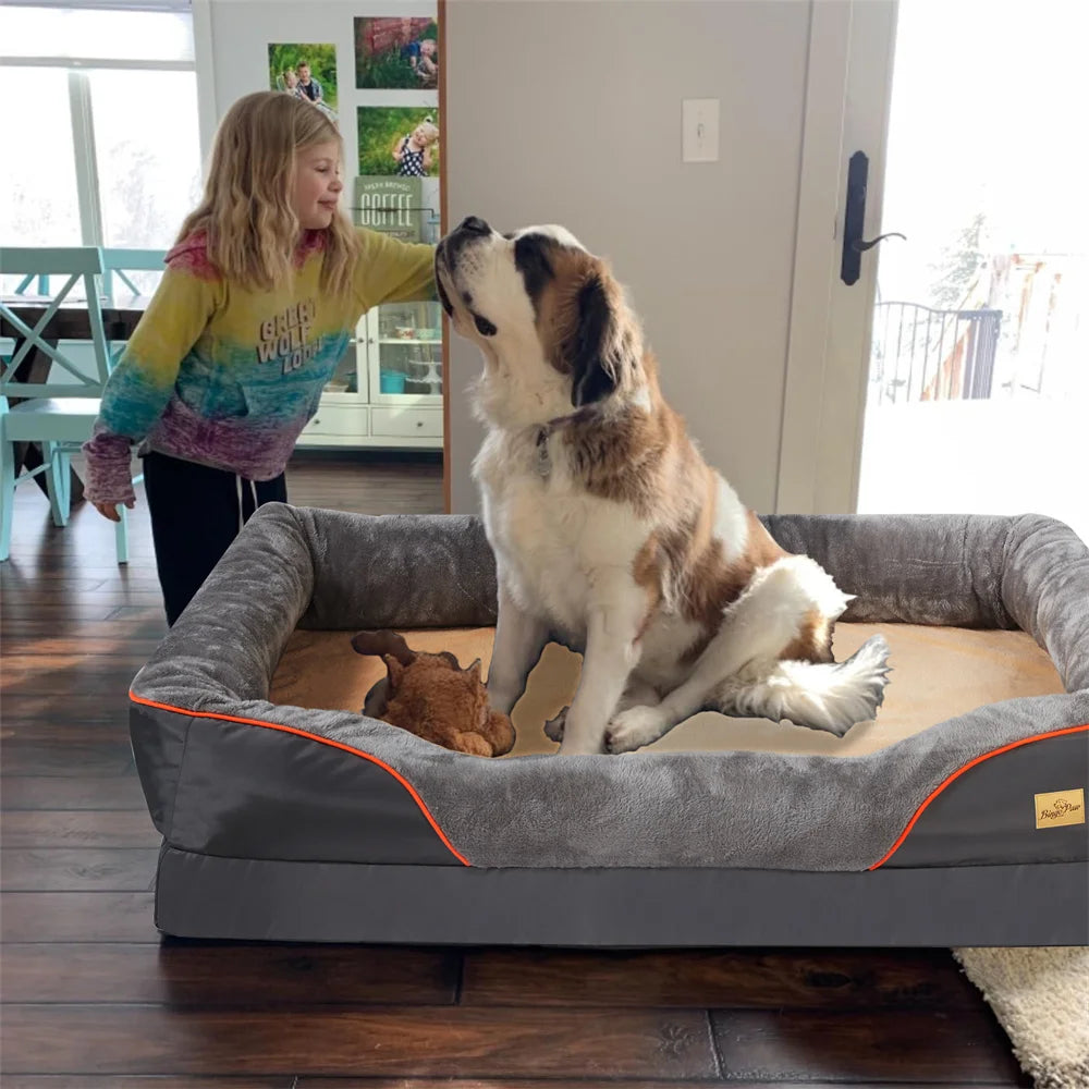 BORWARTCN Orthopedic Memory Foam Dog Bed Removable Cover