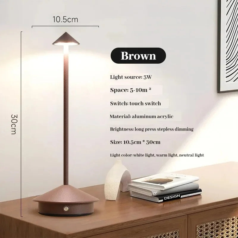 Rechargeable LED Table Lamp with Touch Sensor, 3 Color Temperatures and Dimming