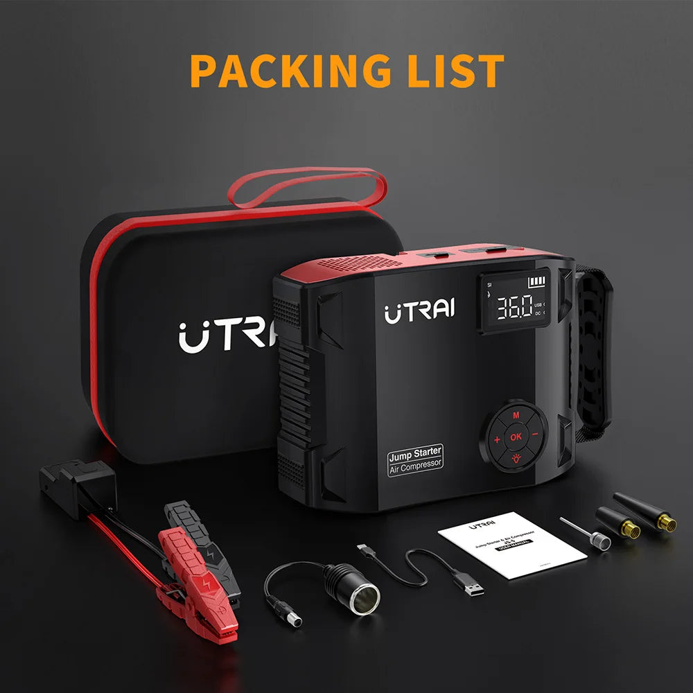 UTRAI 4-In-1 Jump Starter Power Bank 2000A With Air Compressor