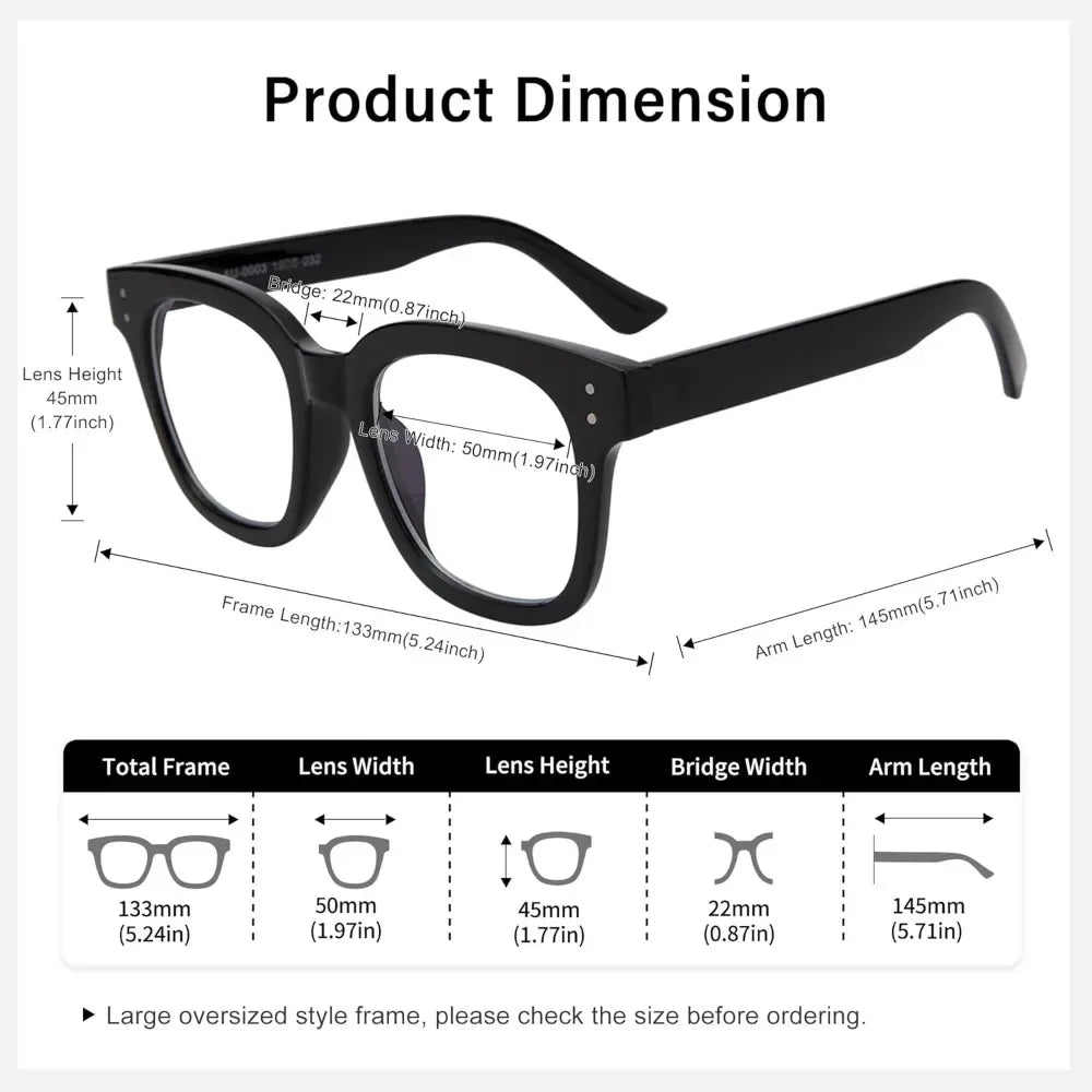 Hanna Oversized Blue Light Glasses For Women Anti Eyestrain UV