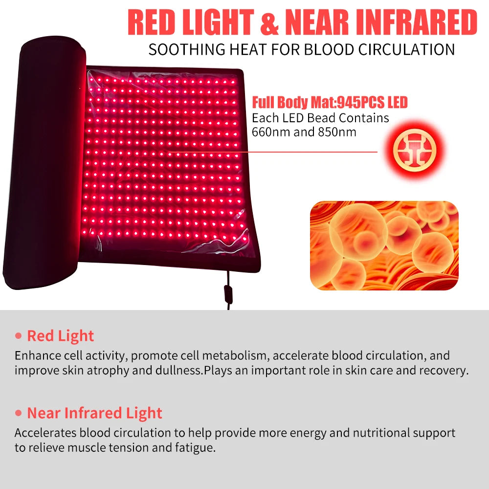 Electronic Red Light Therapy Full Body LED Mat 660nm 850nm