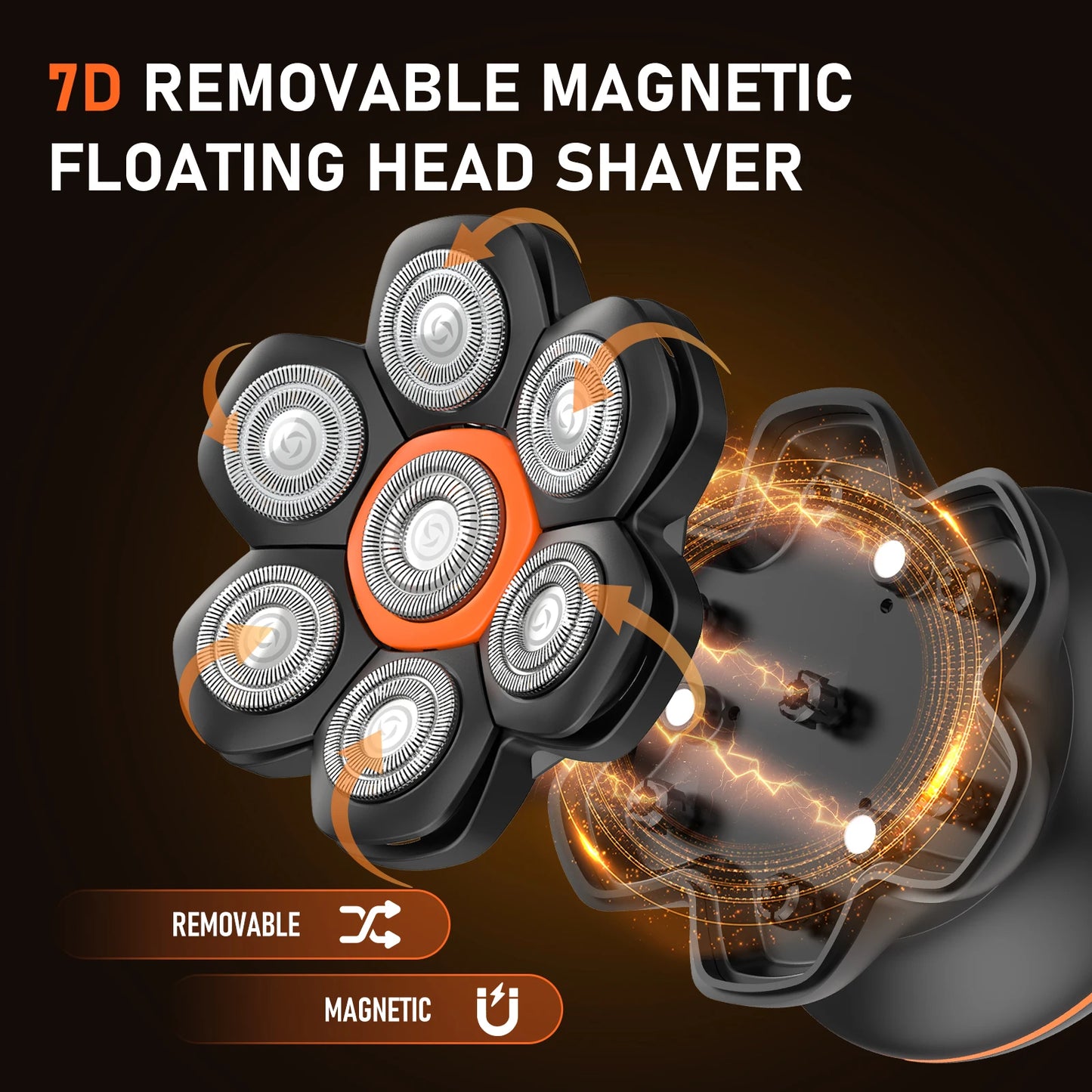 MAXGROOM 7D Electric Shaver for Men, Waterproof Beard and Head Trimmer, USB Rechargeable