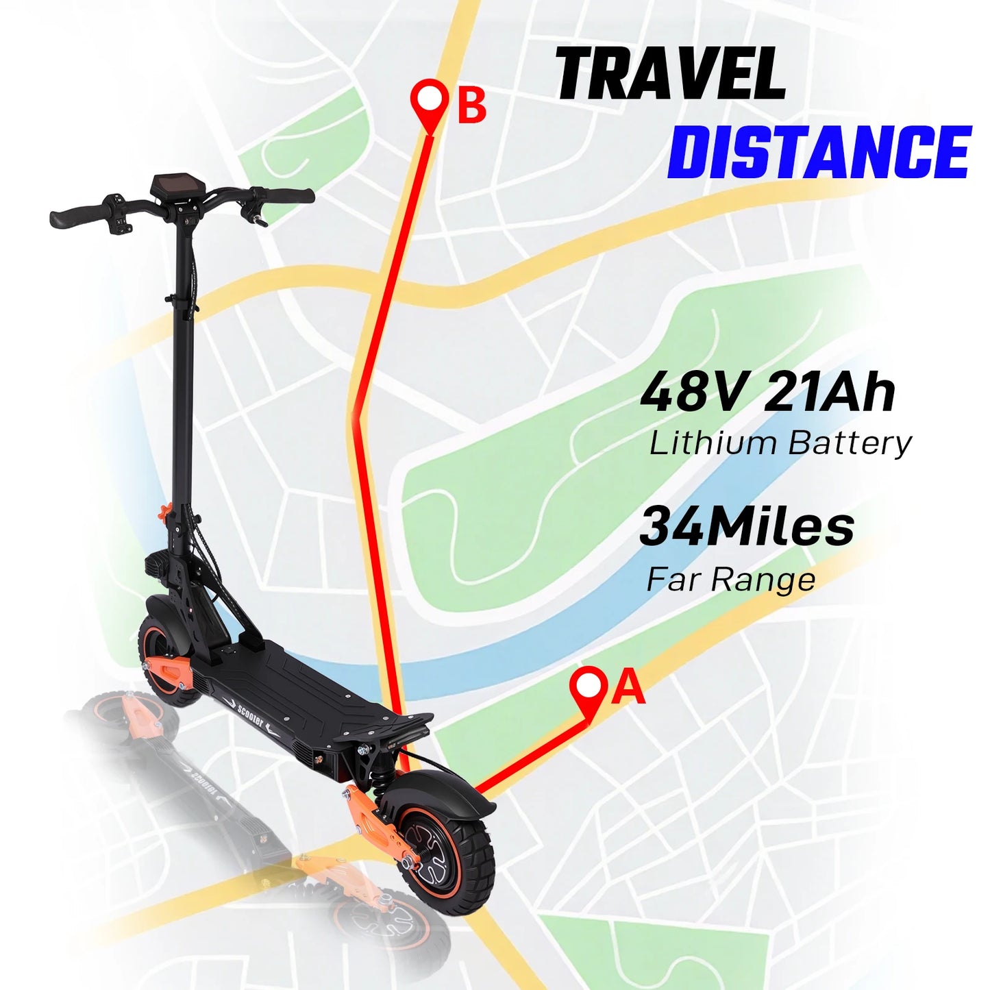 1200W Electric Scooter 40 MPH With Off Road Tires Premium