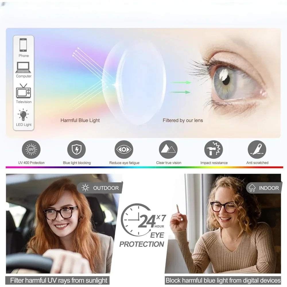 Hanna Oversized Blue Light Glasses For Women Anti Eyestrain UV