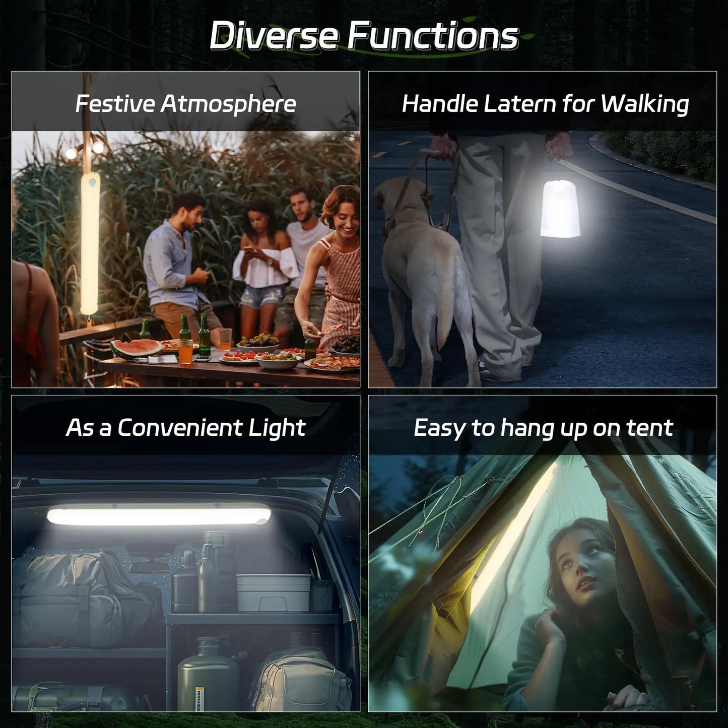 SELORSS Rechargeable Portable Camping Light Waterproof 2000mAh Spotlight