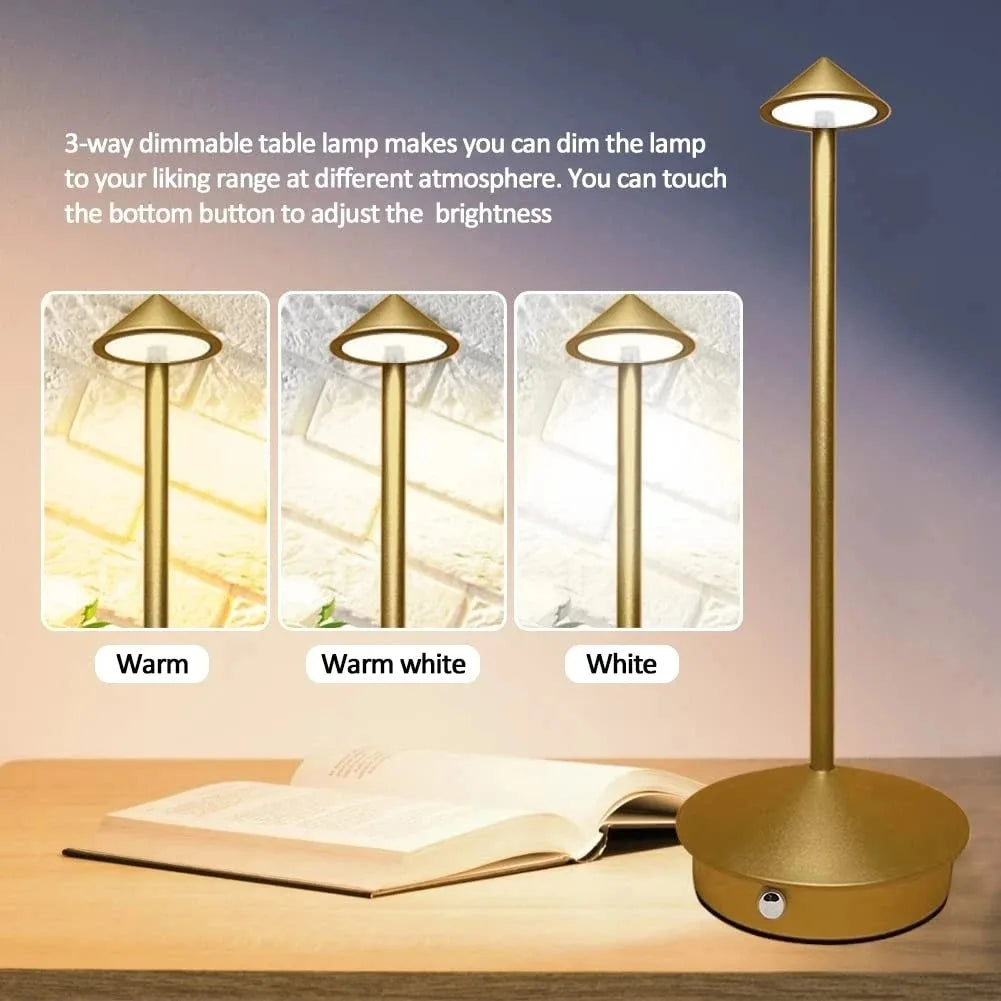 Rechargeable LED Table Lamp with Touch Sensor, 3 Color Temperatures and Dimming