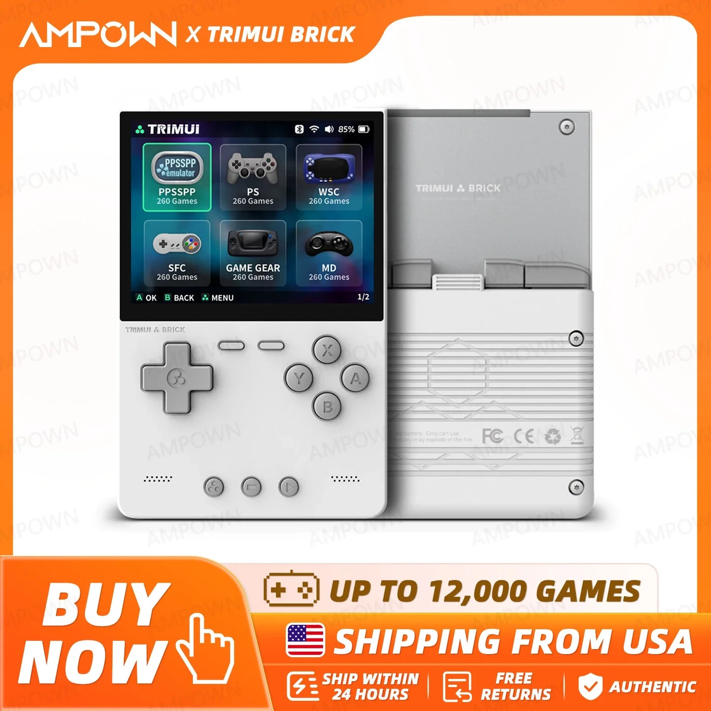 TRIMUIC Brick Handheld Game Console With IPS Display