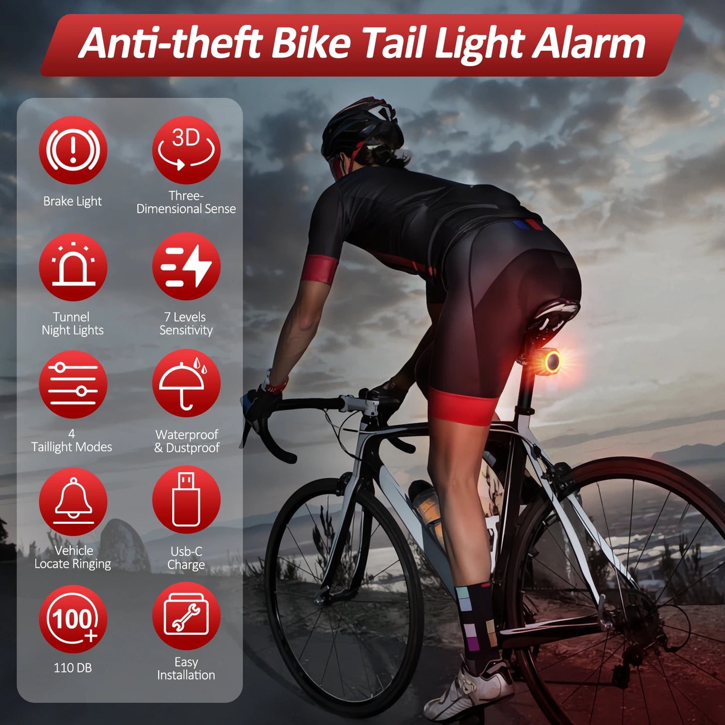 Elecpow Bicycle Burglar Alarm Taillight USB Charging