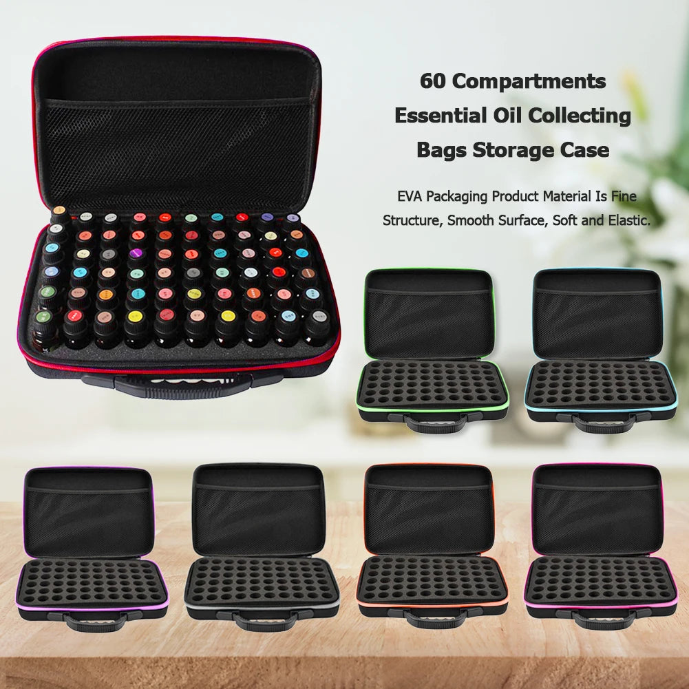 Feature 60 Slots Essential Oil Case Travel Storage Box