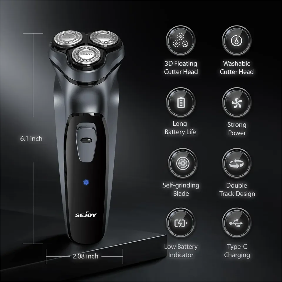 Sejoy Rechargeable Wet And Dry Electric Shaver With Pop-Up Trimmer