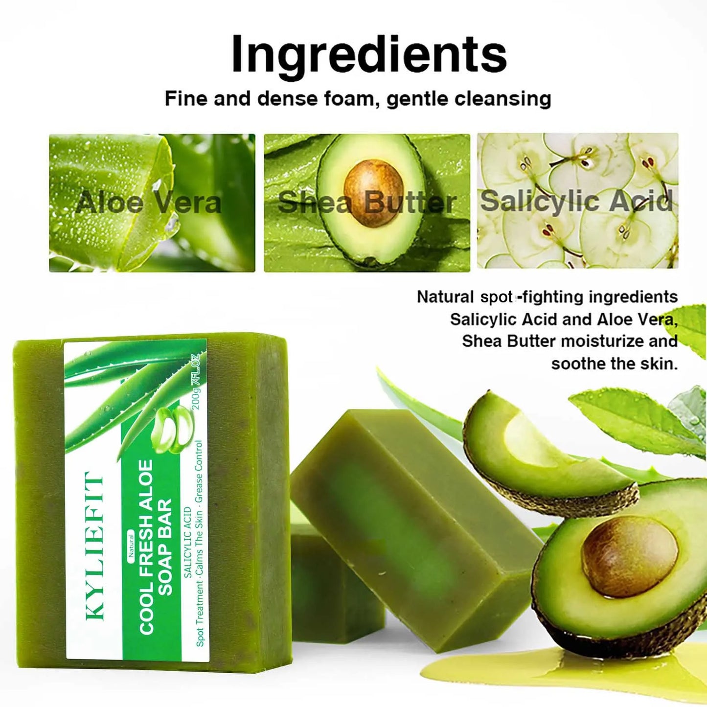 AILKE Aloe Vera Soap Bar for Brightening and Cleansing