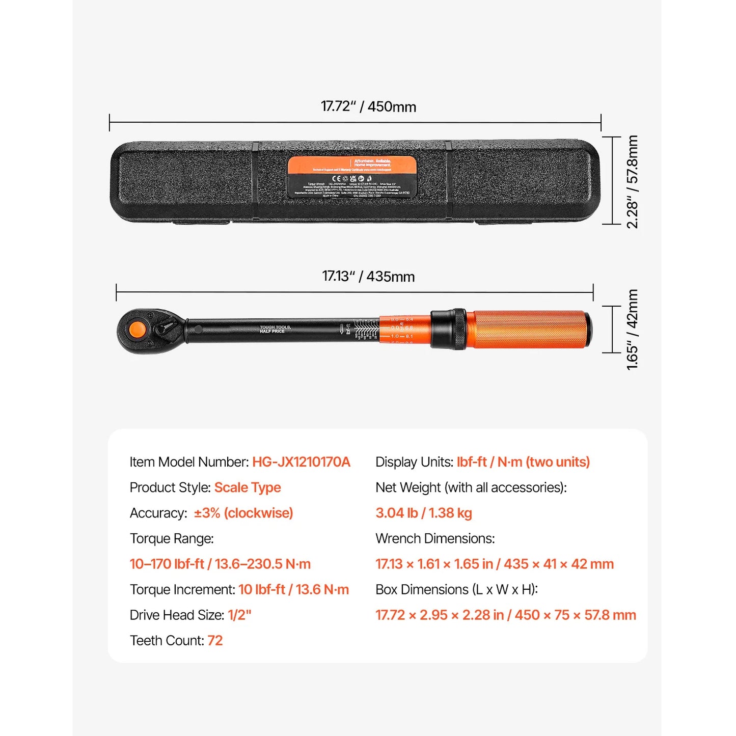 SucceBuy Torque Wrench Set Drive Click Torque Wrench Dual Direction