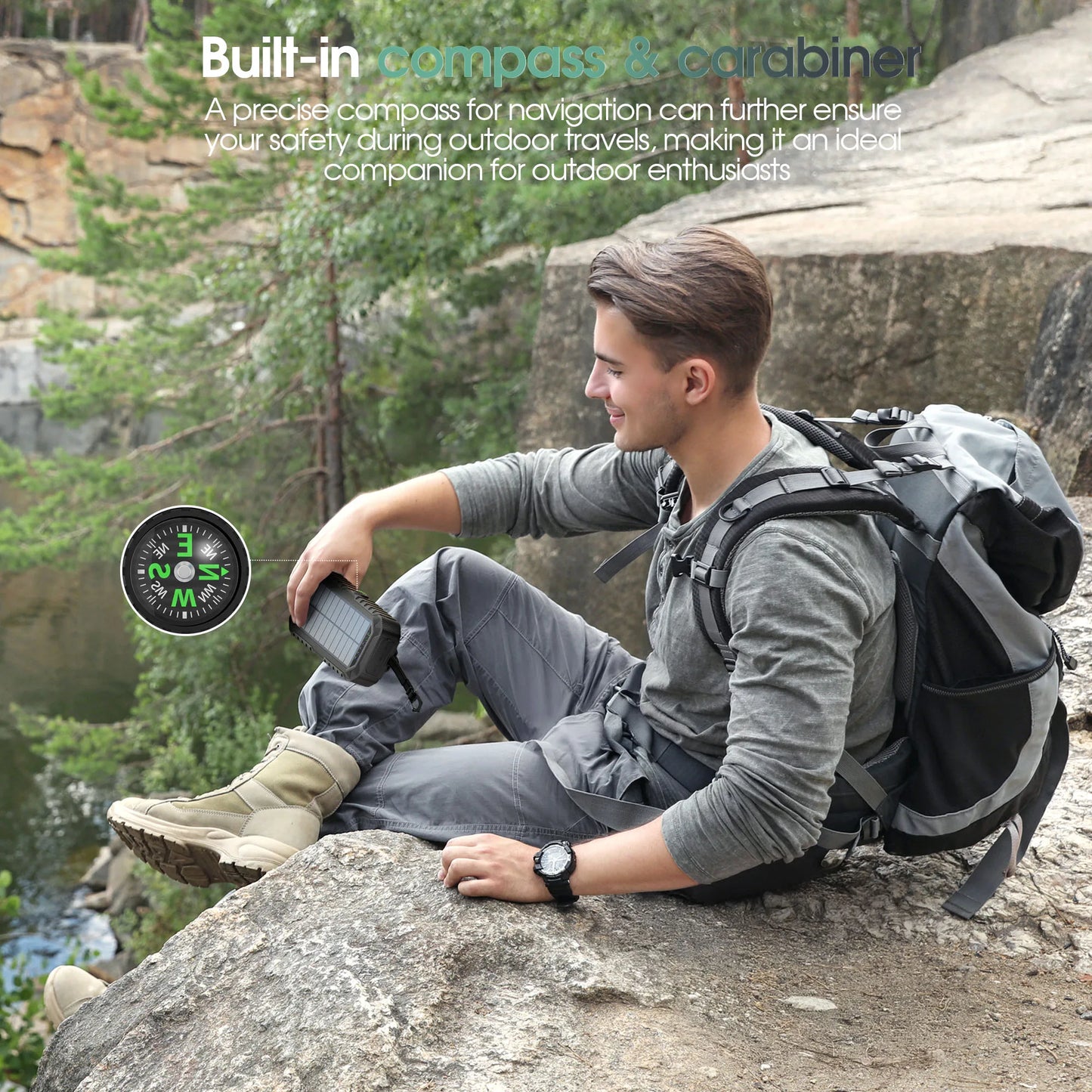 40,000mAh Solar Power Bank With Hand Crank And Cables